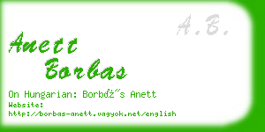 anett borbas business card